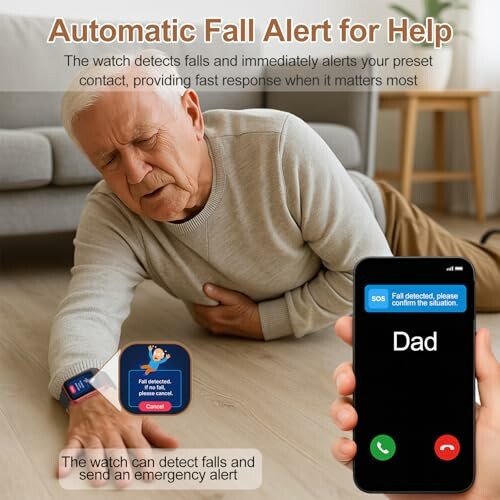 Älterer Mann gestürzt, Uhr sendet Alarm