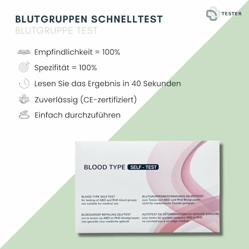 Blutgruppentest Anleitung und Details auf Deutsch.