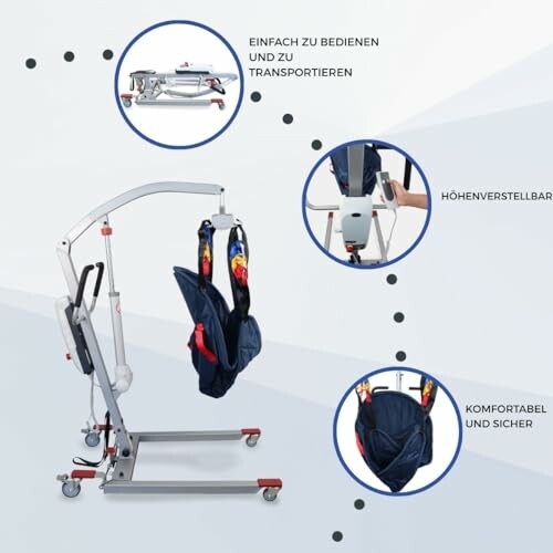 Patientenlift mit verstellbarem Gurt und Rollen