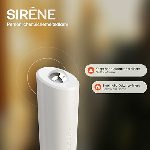 Persönlicher Sicherheitsalarm Sirène mit Knopfaktivierung.