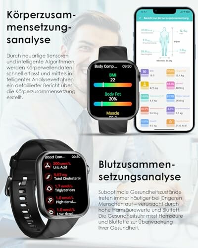 Smartwatch mit Körper- und Blutanalysen.