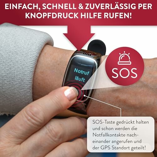 Smartwatch mit SOS-Funktion und Notrufanzeige