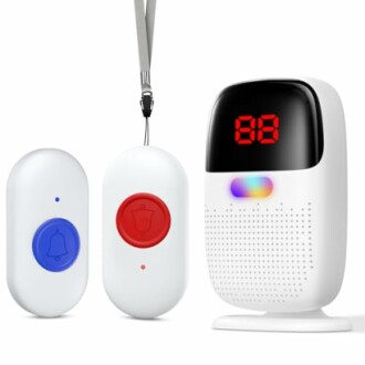 Kabelloses Türklingelsystem mit zwei Sendern und digitalem Empfänger.