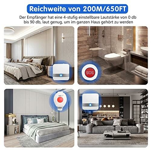 Kabelloses SOS-Alarmsystem für Badezimmer und Schlafzimmer